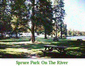 campground at Spruce Park on the river