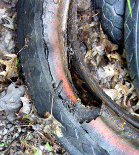 tractor tire disintegrating carcas showing construction
