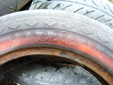 tractor tire 'Goodyear' logo and label