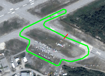 Track overview of the Runway Romp circuit at North Bay Airport