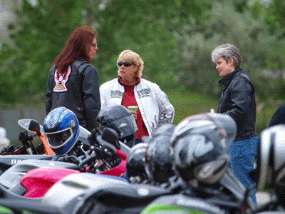 Riders return and chat at the WROAR Ride