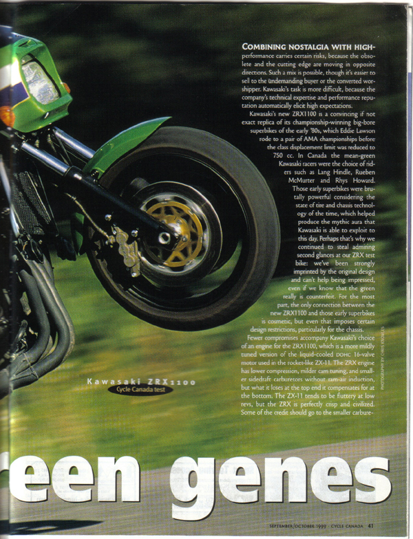 Cycle Canada Magazine ZRX Review from 1999 page 2
